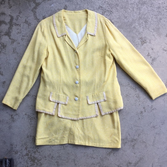 Vintage Swinging 60s Yellow Gingham Suit - Picture 1 of 15
